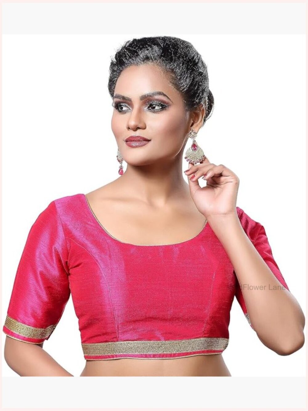 Women's Party Wear Bollywood Ready Stitched Saree Blouse Silk Half Sleeve
